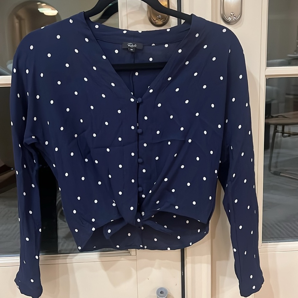 Rails Navy Polka Dot Blouse XS
